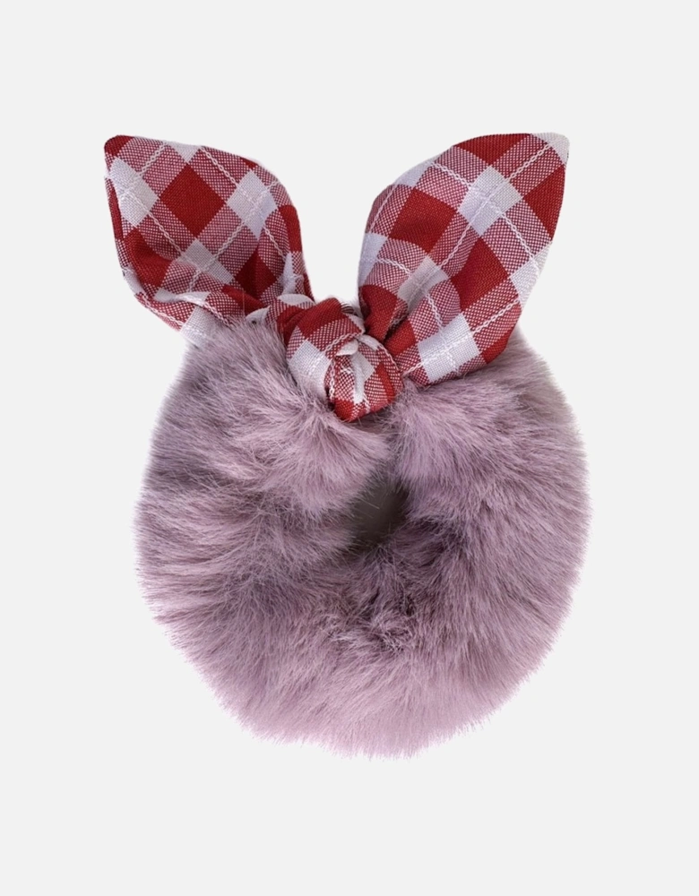 Pink Faux Fur Scrunchie with Bow