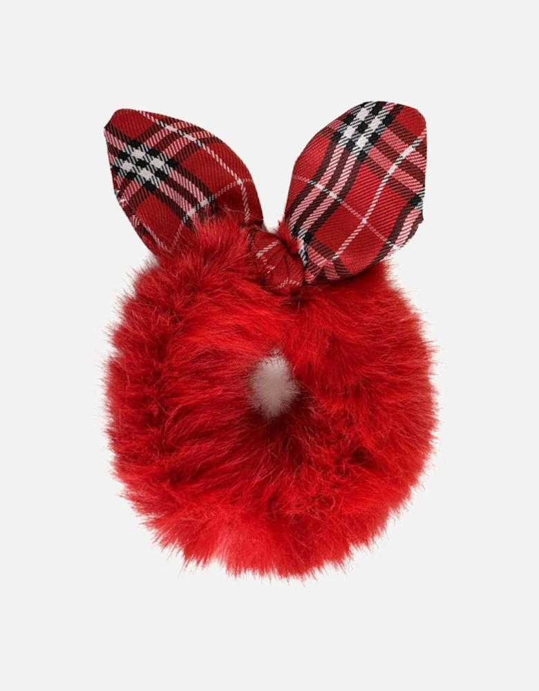Red Faux Fur Scrunchie with Bow