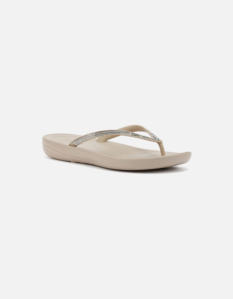Iqushion Ombre Sparkle Women's Taupe/Pewter Flip Flops
