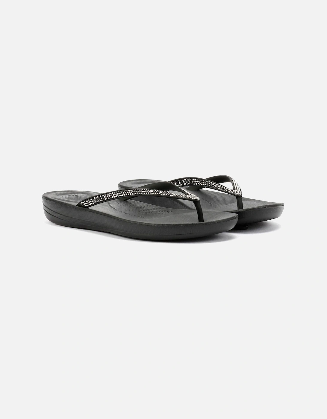 Iqushion Sparkle Rubber Women's Black Flip Flops, 9 of 8