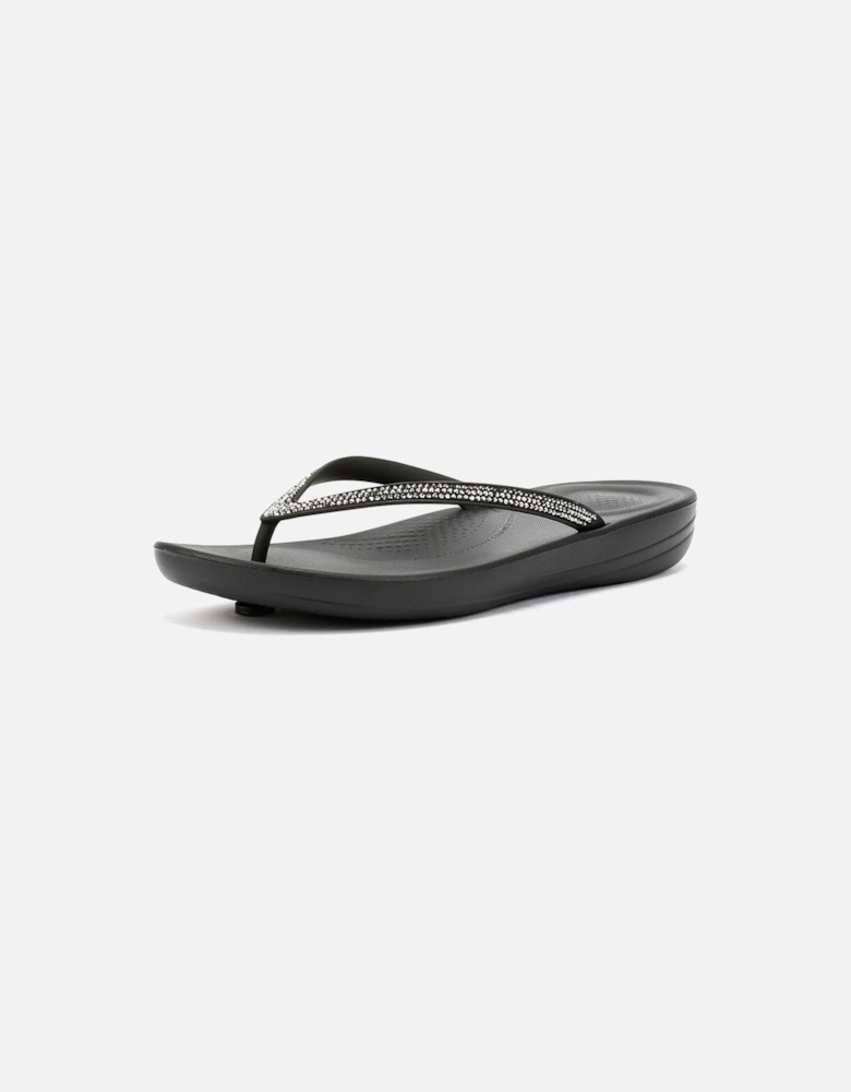 Iqushion Sparkle Rubber Women's Black Flip Flops