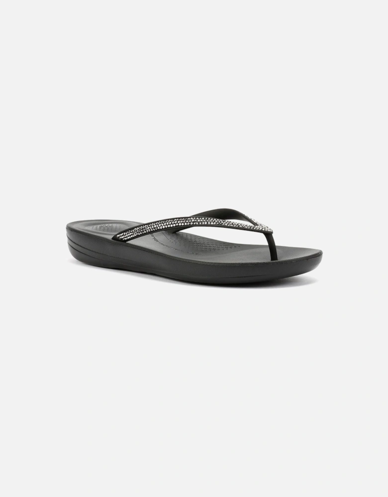 Iqushion Sparkle Rubber Women's Black Flip Flops