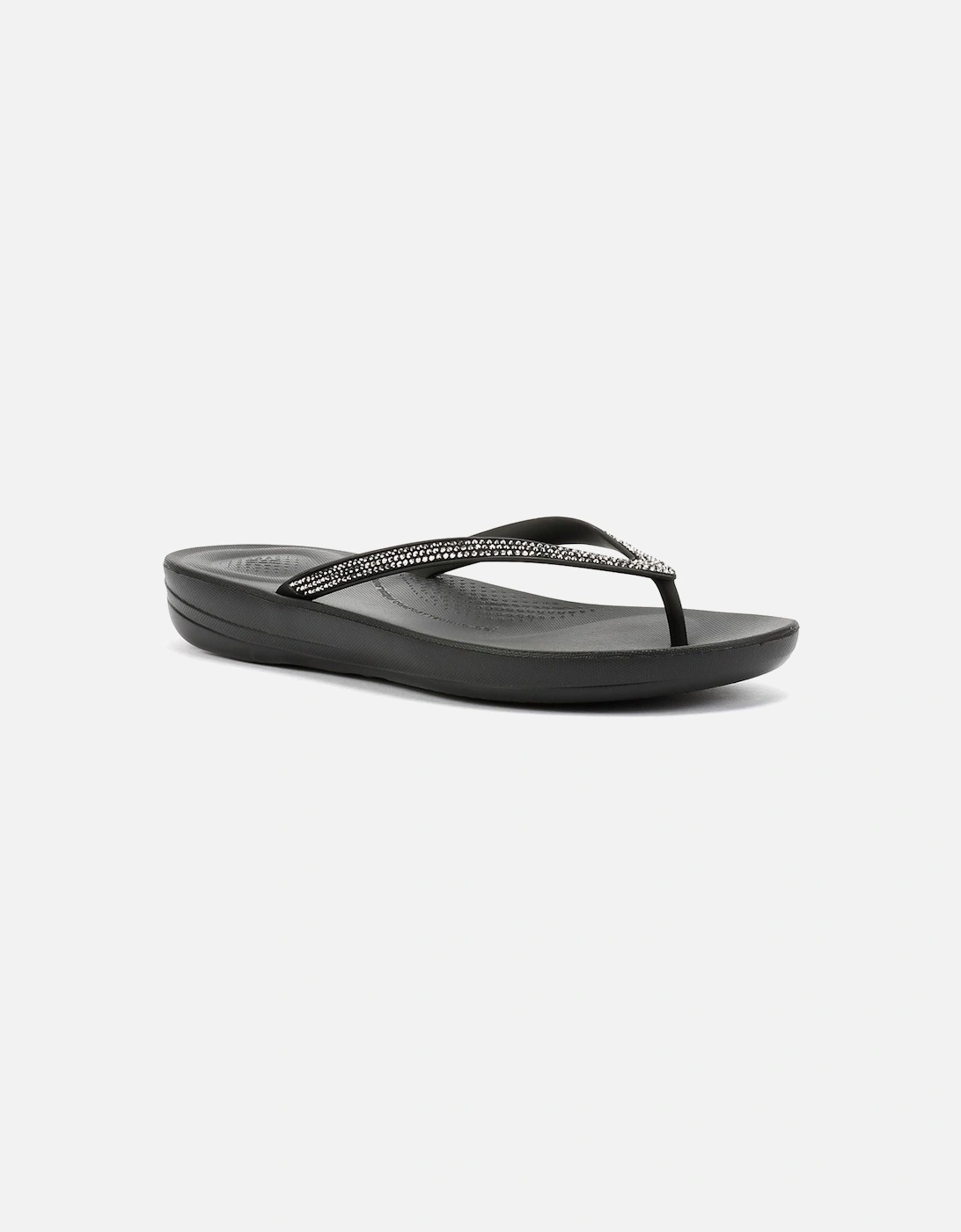 Iqushion Sparkle Rubber Women's Black Flip Flops