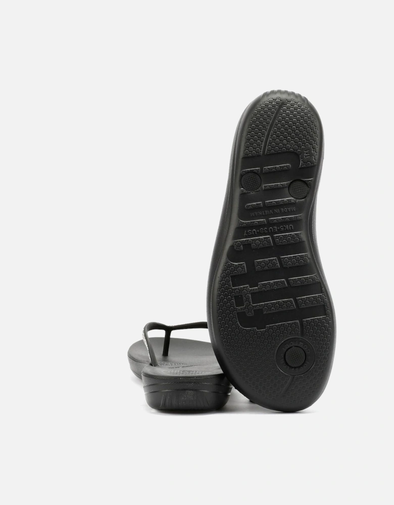 Iqushion Sparkle Rubber Women's Black Flip Flops