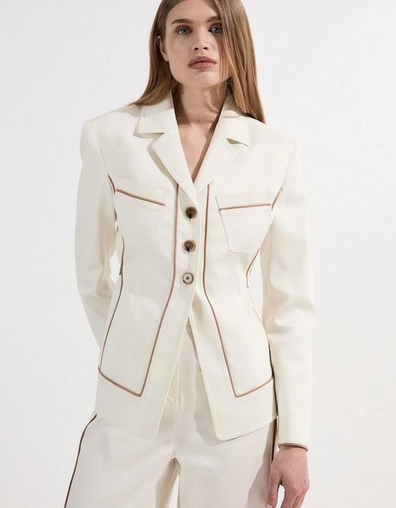 Archive Collection - Tailored Denim Belted Single Breasted Blazer