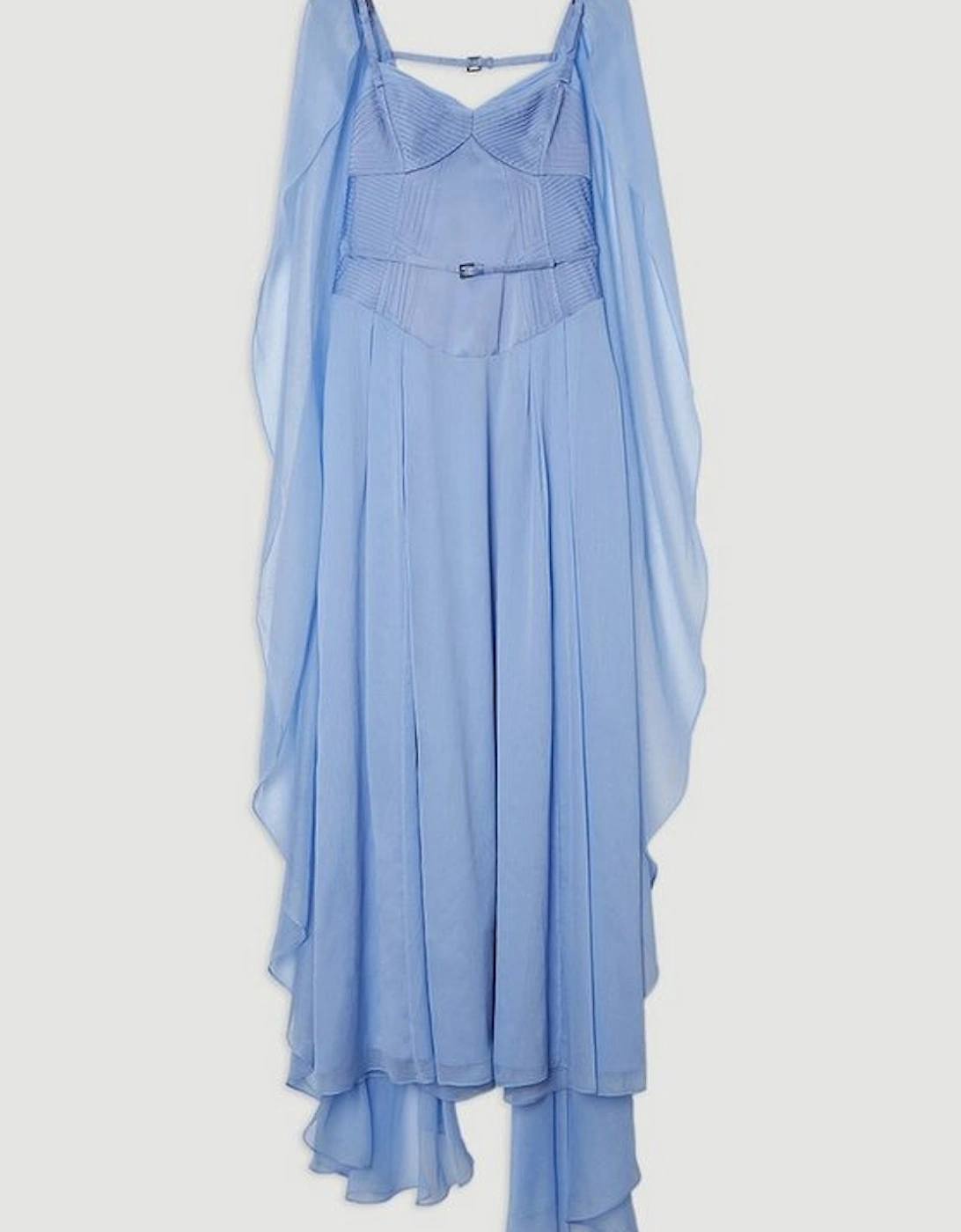 Archive Collection - Corset Detail Georgette Cape Woven Maxi Dress