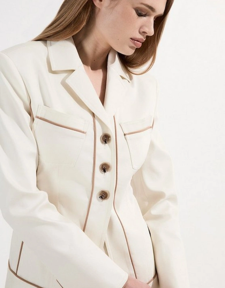 Archive Collection - Tailored Denim Belted Single Breasted Blazer
