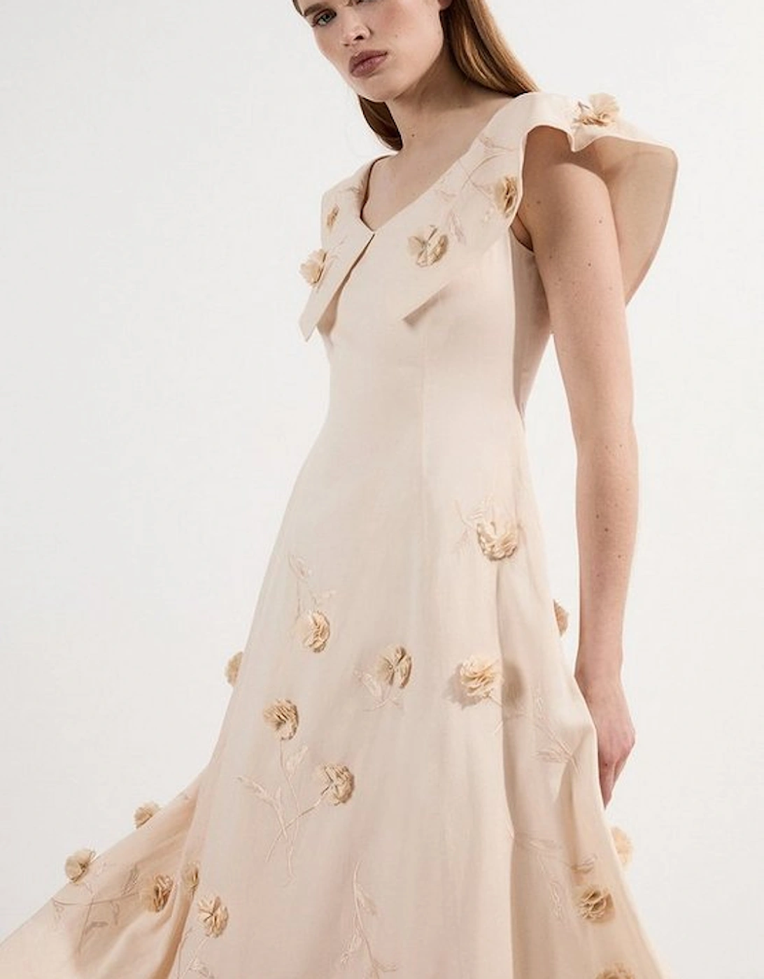 Petite Cotton Applique Bardot Woven Maxi Dress, 4 of 3