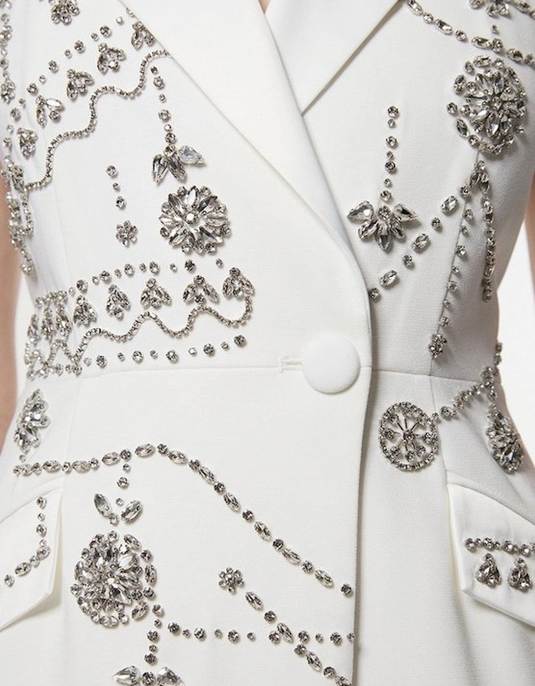 Petite Crystal Embellished Cady Sleeveless Blazer