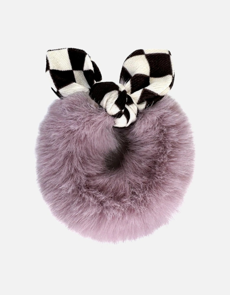 Pink Faux Fur Scrunchie with Bow