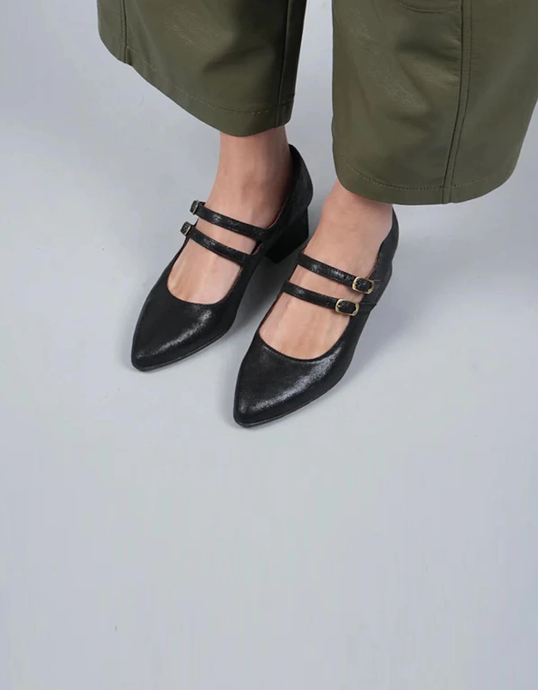 Laura Black Metallic Shoes
