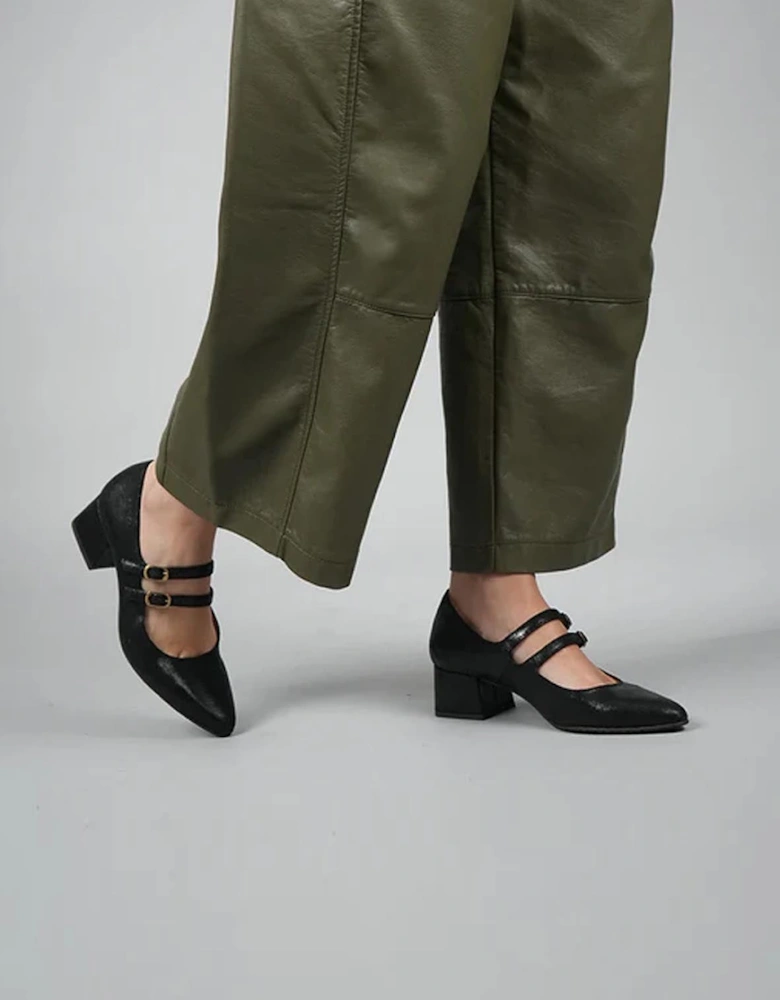 Laura Black Metallic Shoes
