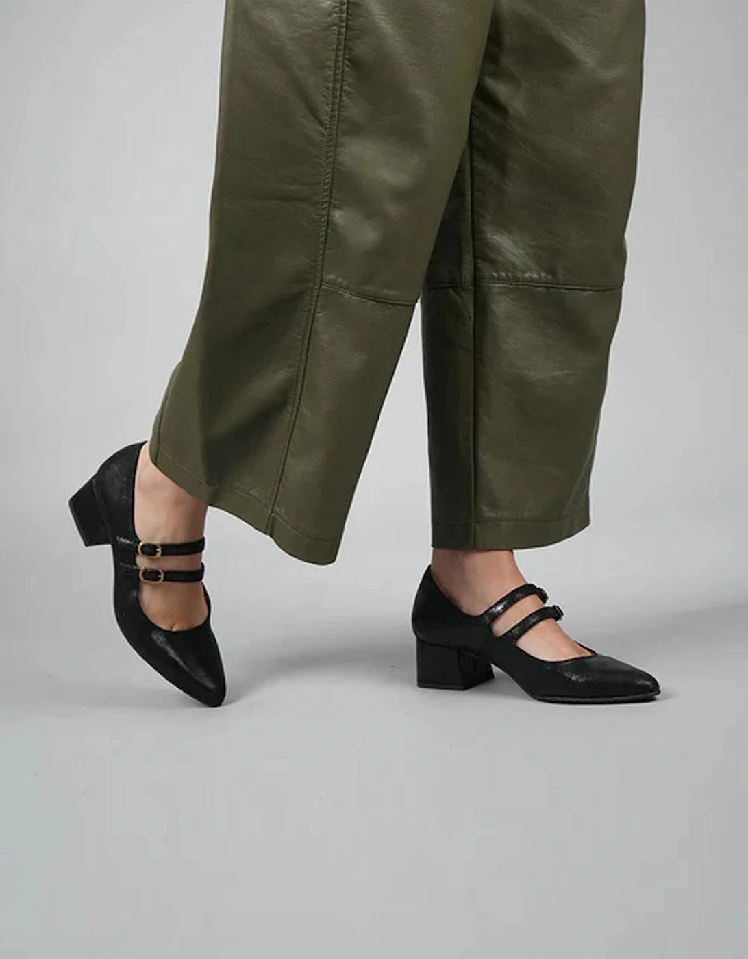 Laura Black Metallic Shoes