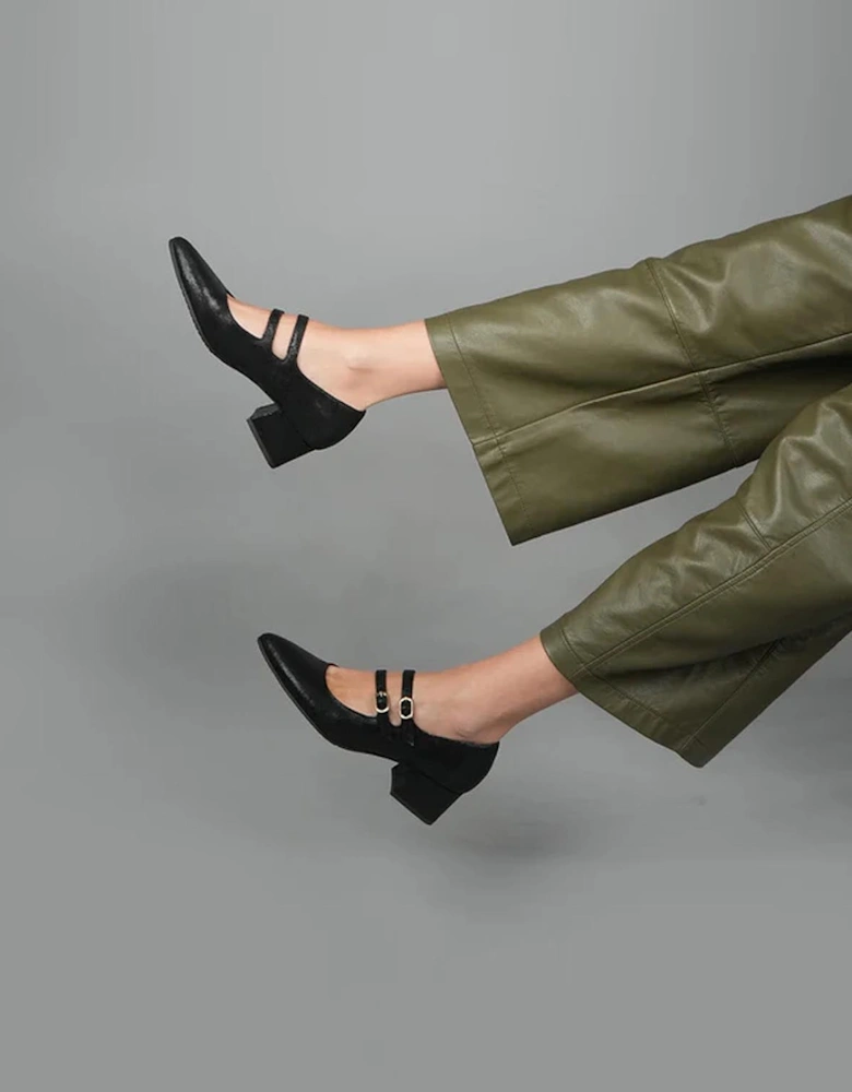 Laura Black Metallic Shoes