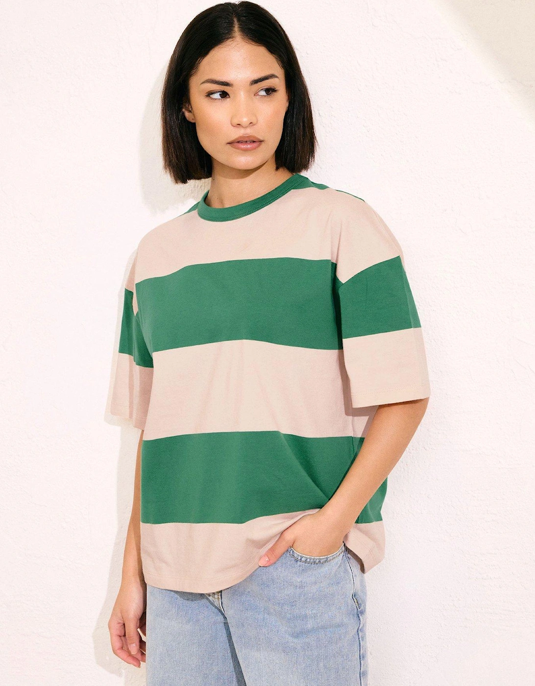 Petite Stripe Boxy T-Shirt - Green, 2 of 1