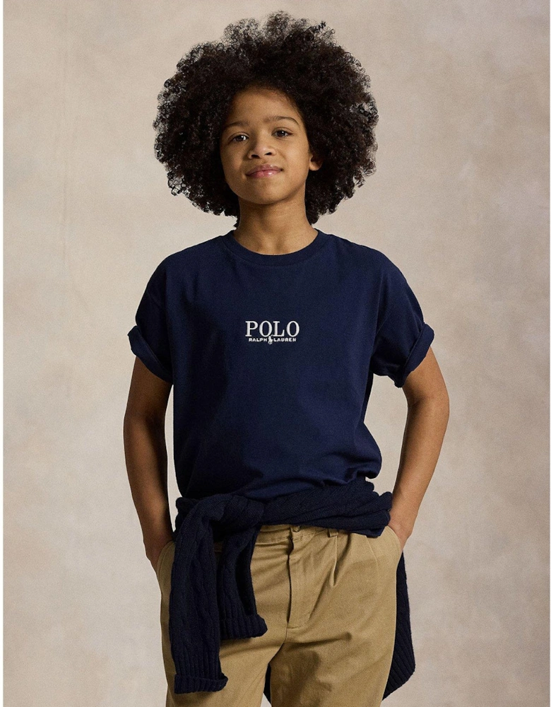 Boys Logo Short Sleeve T-Shirt - Navy