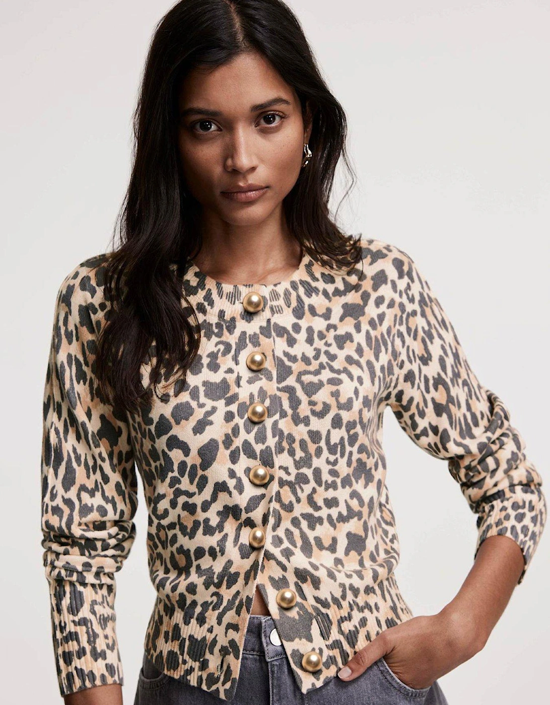 Leopard Print Cardigan - Cream, 2 of 1