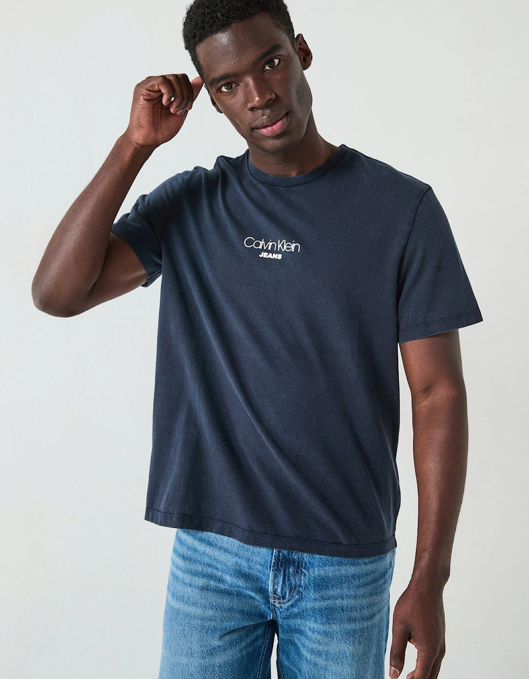 Short Sleeve Acid Wash 20S Crew T-Shirt - Dark Blue, 2 of 1