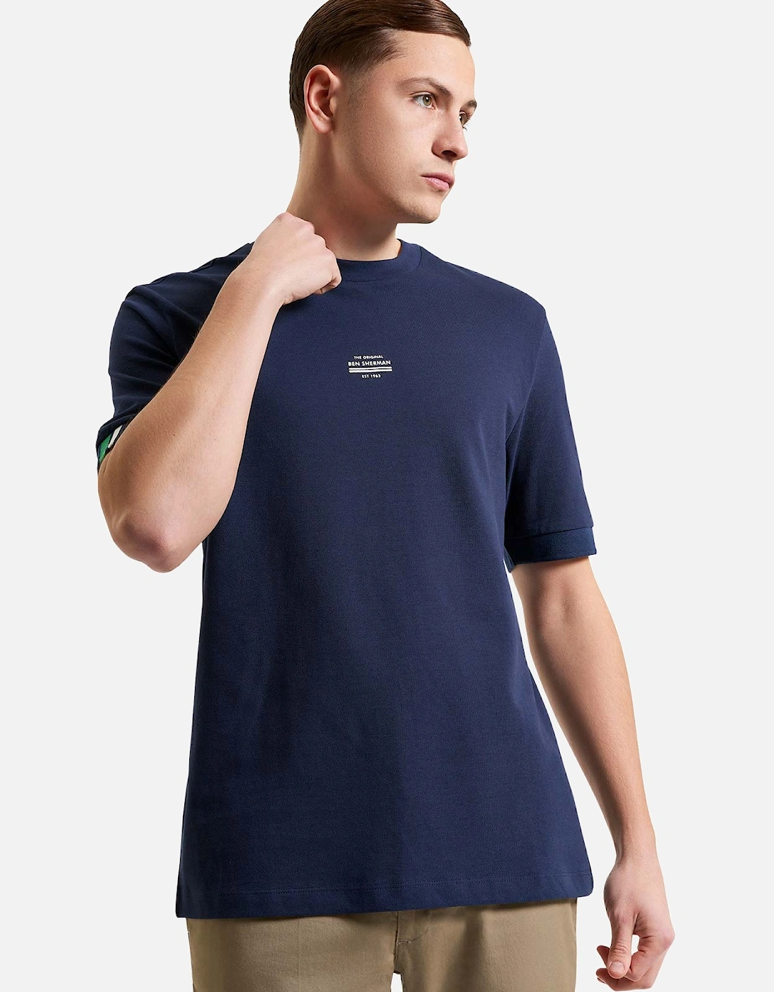 Mens Tipped Pique Tee Short Sleeve T-Shirt, 2 of 1