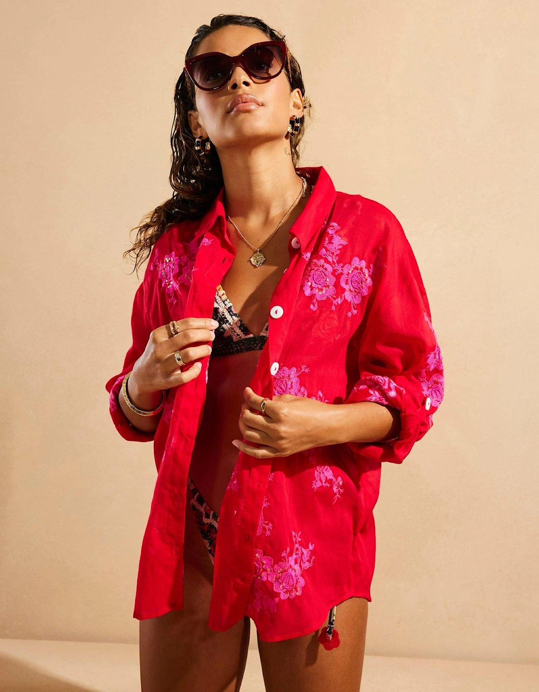 Del Maar Beach Shirt - Red, 2 of 1