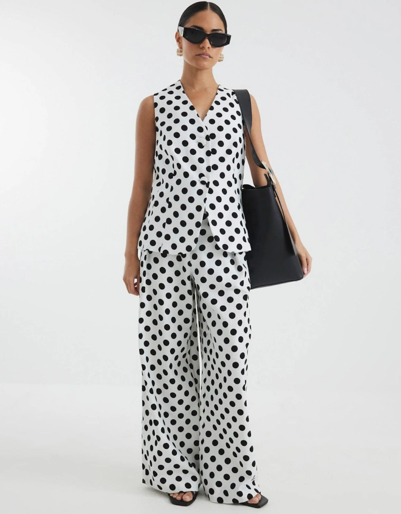 Petite Polka Dot Wide Leg Trousers