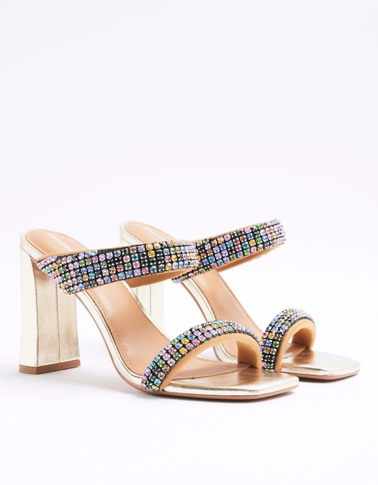 Diamante Straps Heeled Sandal - Multi