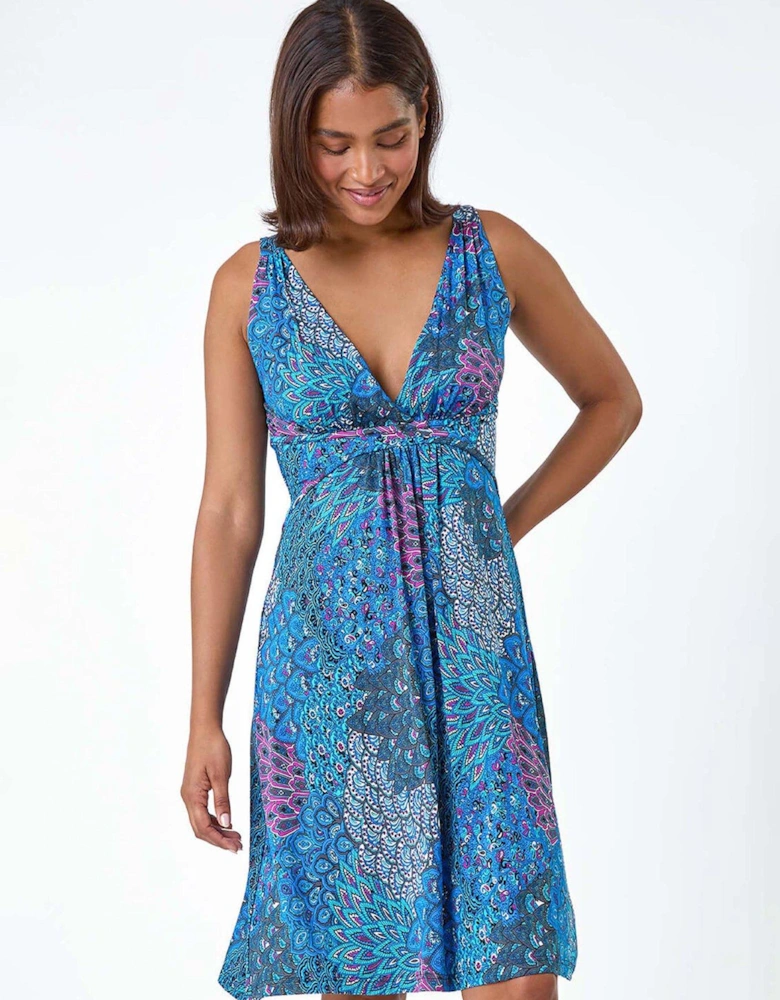 Abstract Floral Stretch Jersey Dress