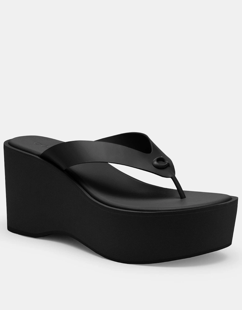 Sculpted C Platform Leather Flip Flop