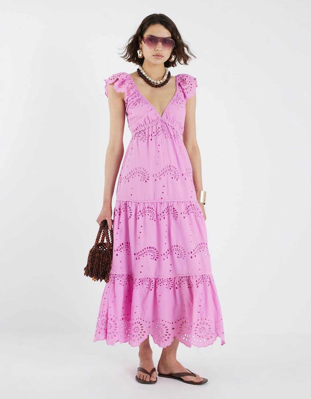 Broderie Midi Dress - Pink, 2 of 1