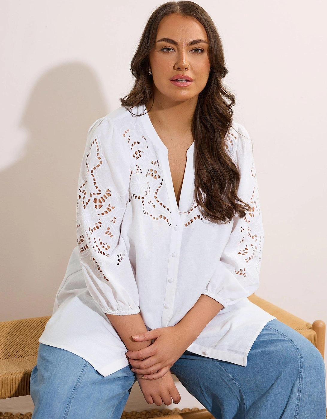 Cutwork Linen Blouse - White, 2 of 1