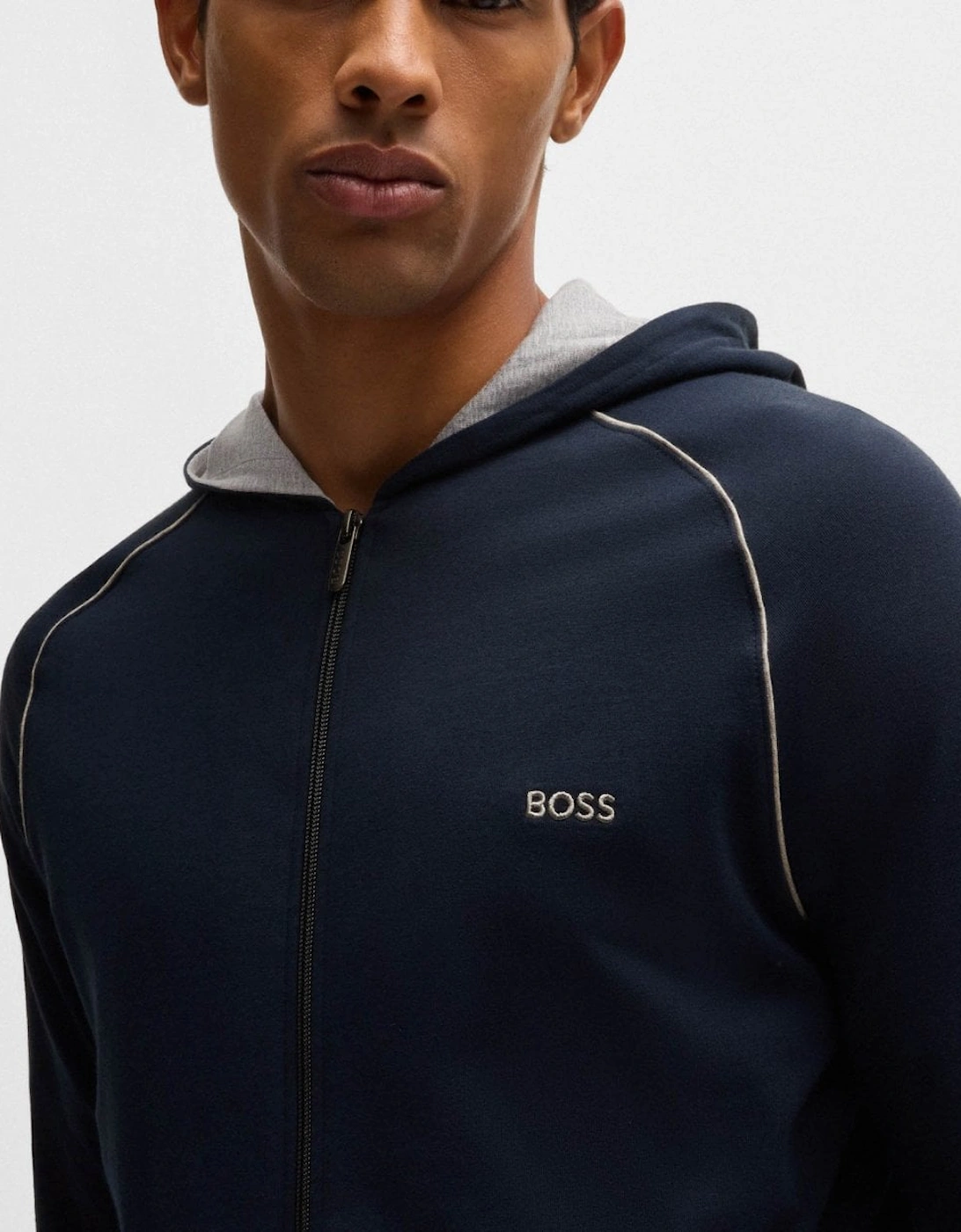 BOSS Orange Mix&Match Mens Stretch-Cotton Zip-Up Hoodie with Embroidered Logo
