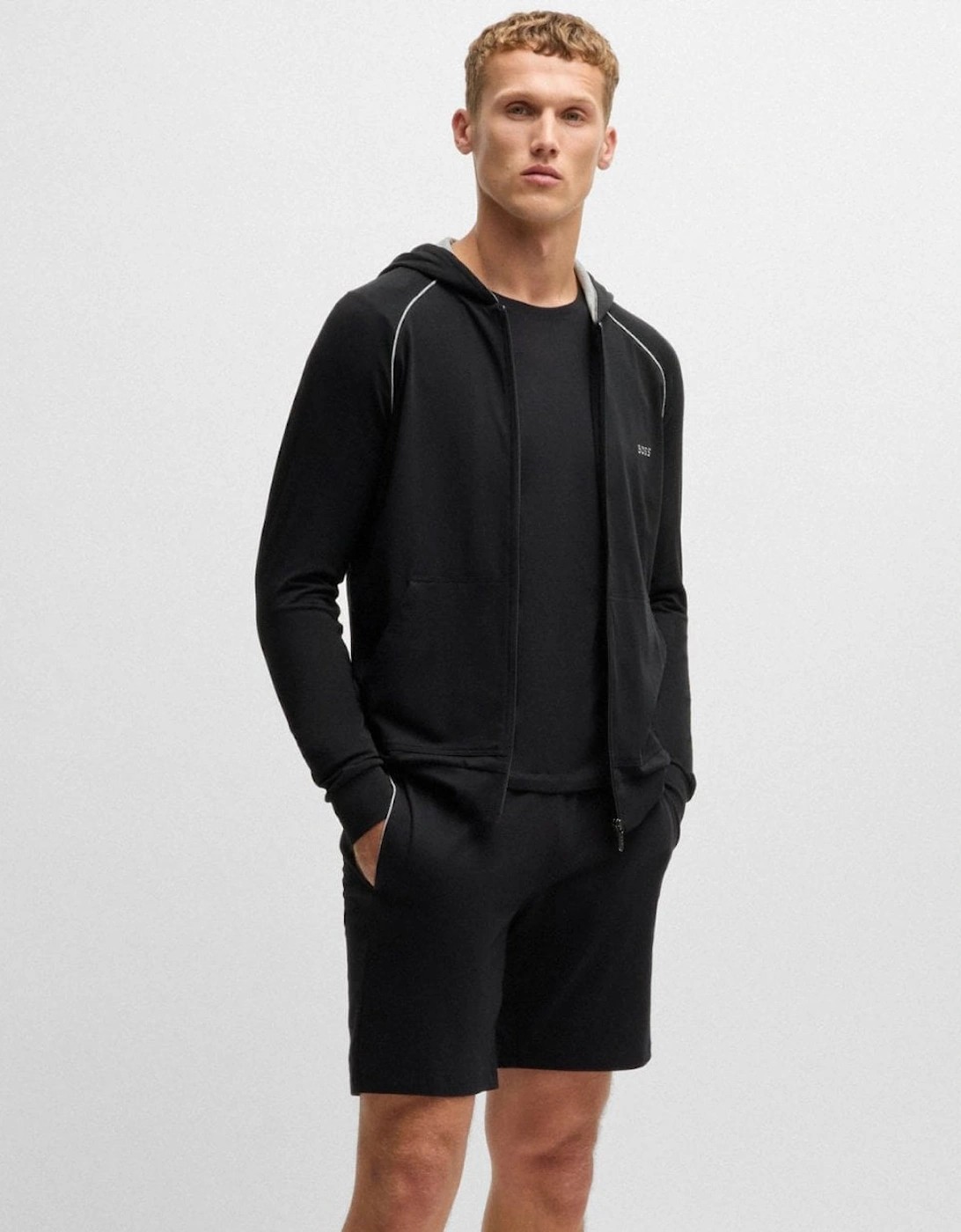 BOSS Orange Mix&Match Mens Stretch-Cotton Zip-Up Hoodie with Embroidered Logo