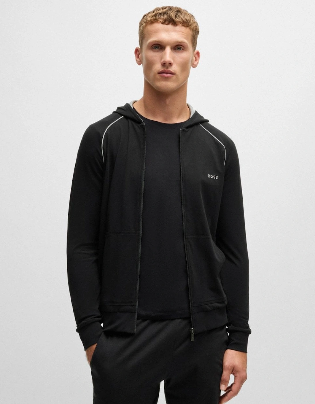BOSS Orange Mix&Match Mens Stretch-Cotton Zip-Up Hoodie with Embroidered Logo, 5 of 4