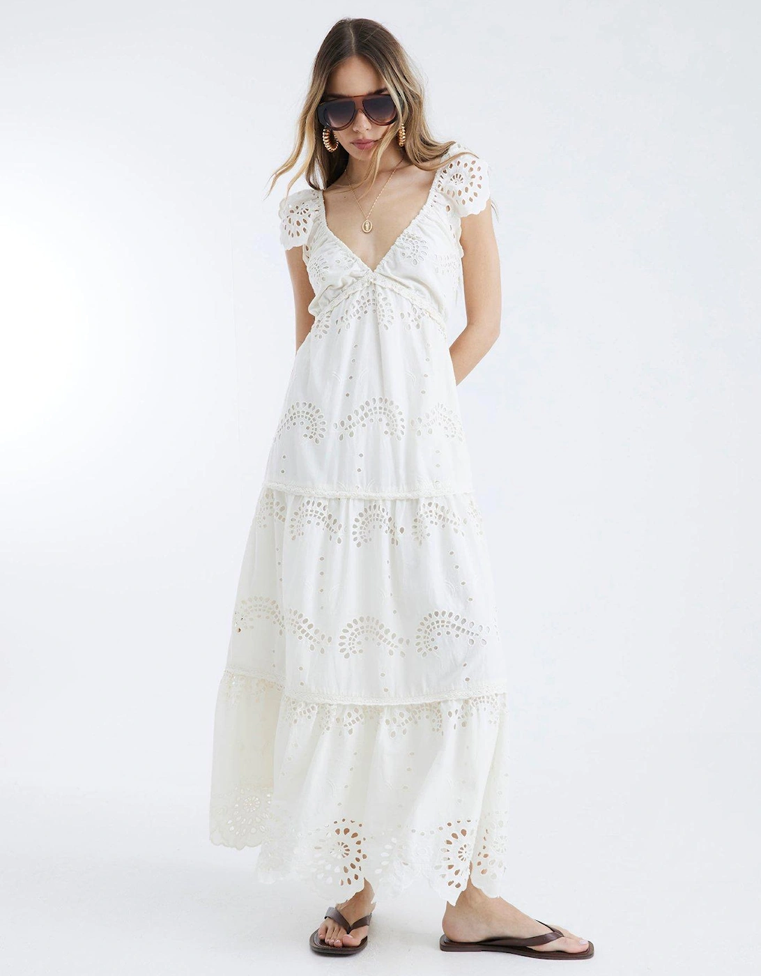 Broderie Midi Dress - Cream, 2 of 1