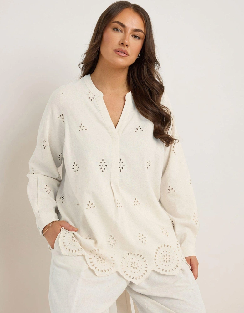 Cutwork Linen Overhead Top