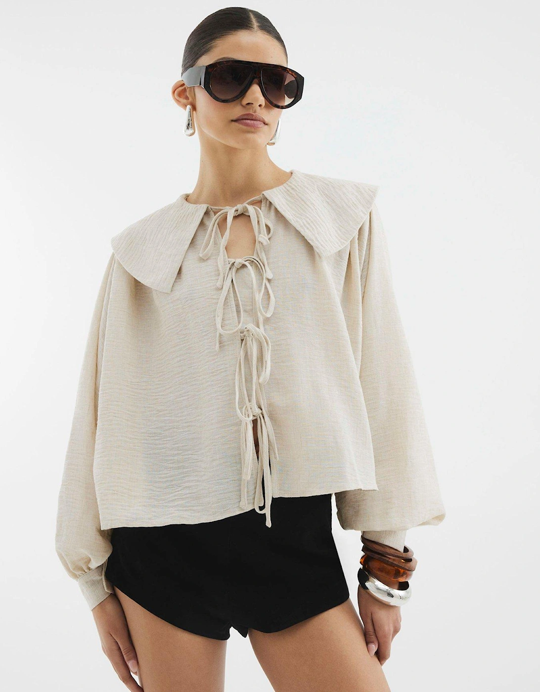 Collar Detail Jacket - Beige, 2 of 1