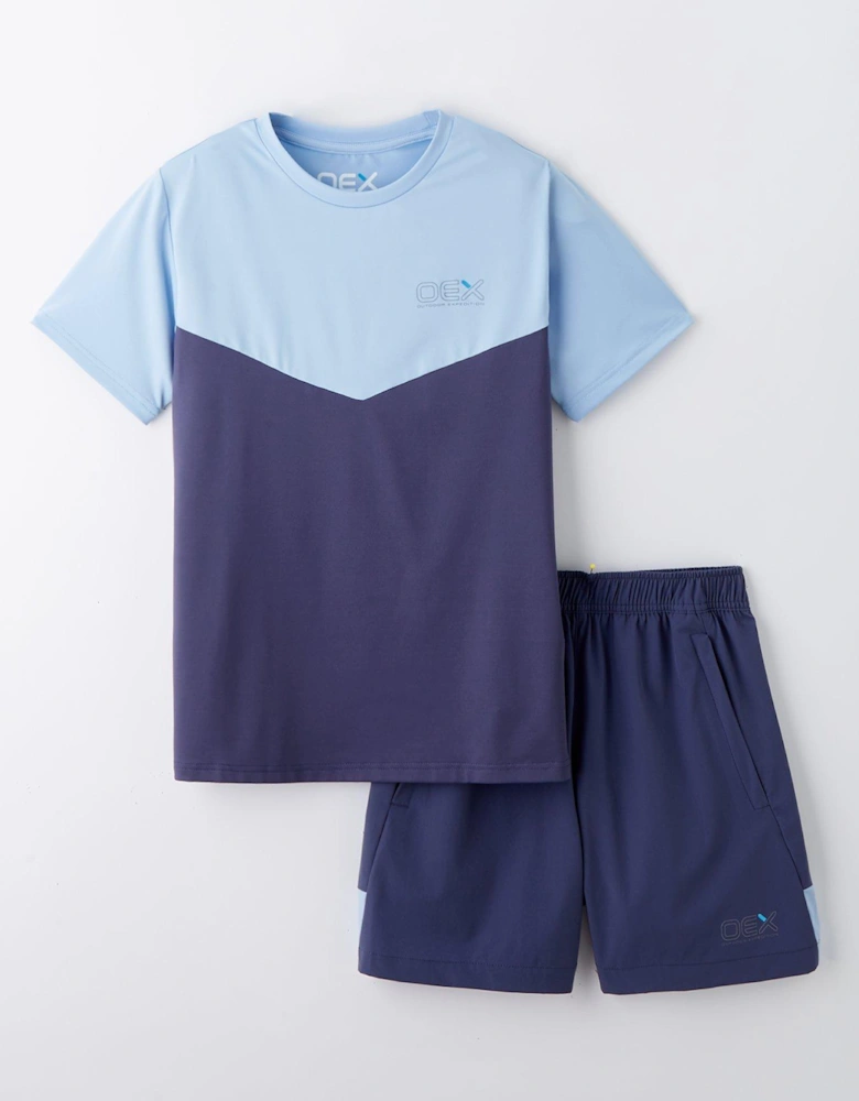 Junior Boys Flynn Tee and Shorts Set - Blue