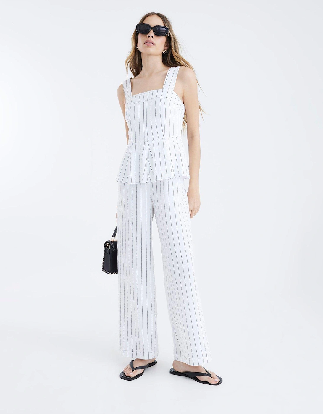 Stripe Peplum Jumpsuit - White, 2 of 1