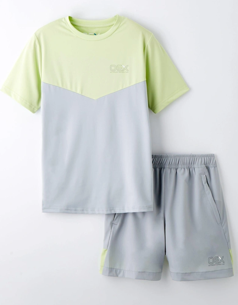 Junior Boys Flynn Tee and Shorts - Yellow/Grey
