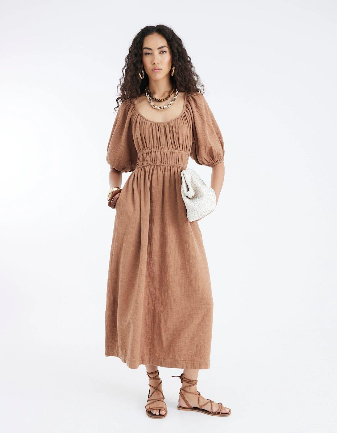 Short Sleeve Double Faced Midi - Brown, 2 of 1