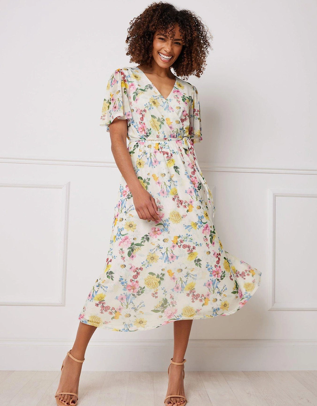 Floral Mesh Wrap Dress, 2 of 1