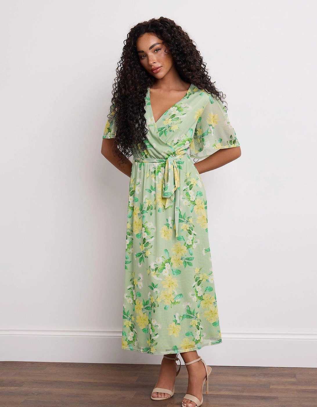 Petite Floral Mesh Wrap Dress, 2 of 1