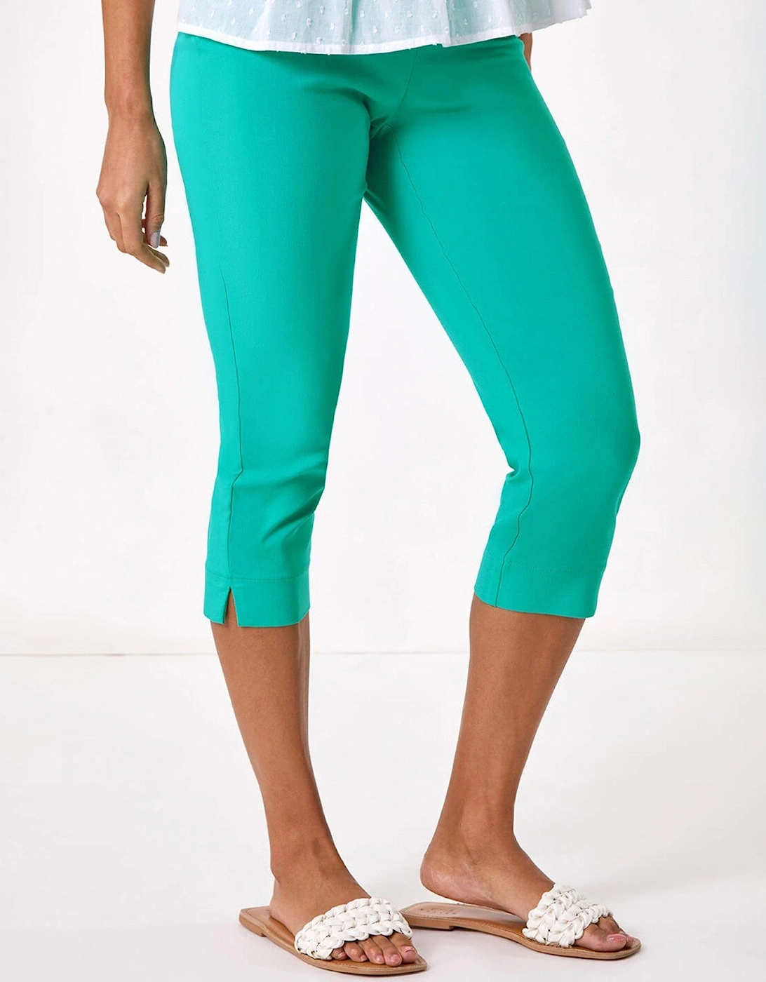 Cropped Stretch Trousers - Aqua, 2 of 1