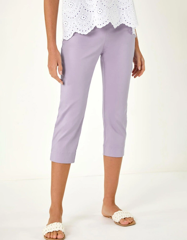 Cropped Stretch Trouser - Purple