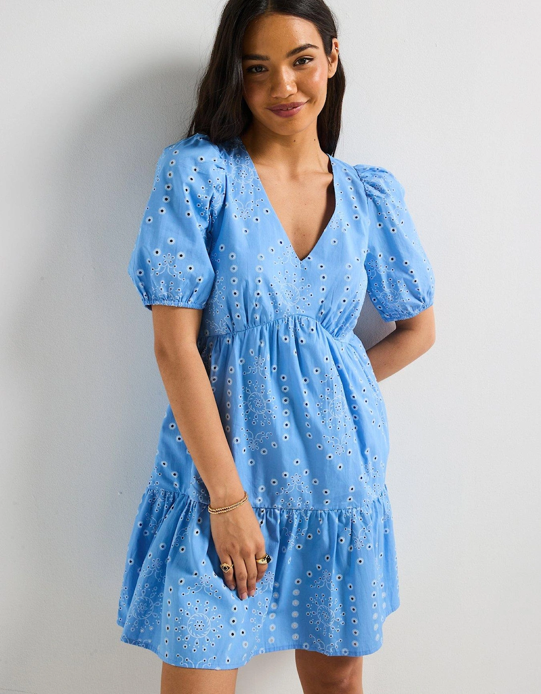 Embroidered Mini Dress - Blue, 2 of 1