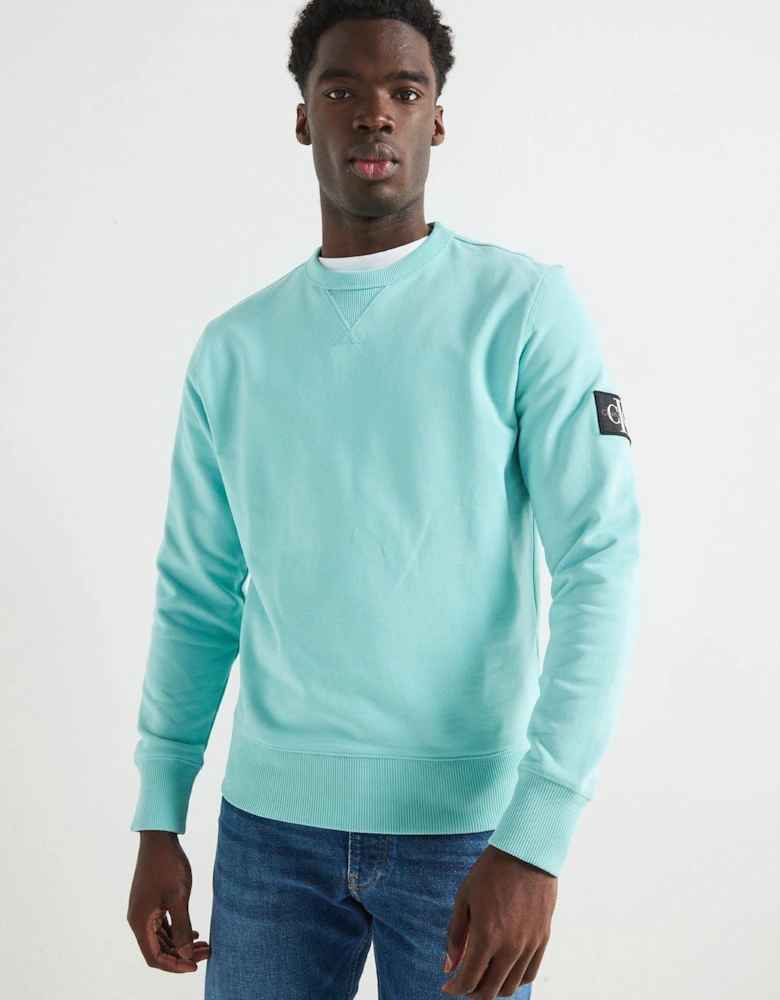 Badge Crew Neck Sweatshirt - Light Green