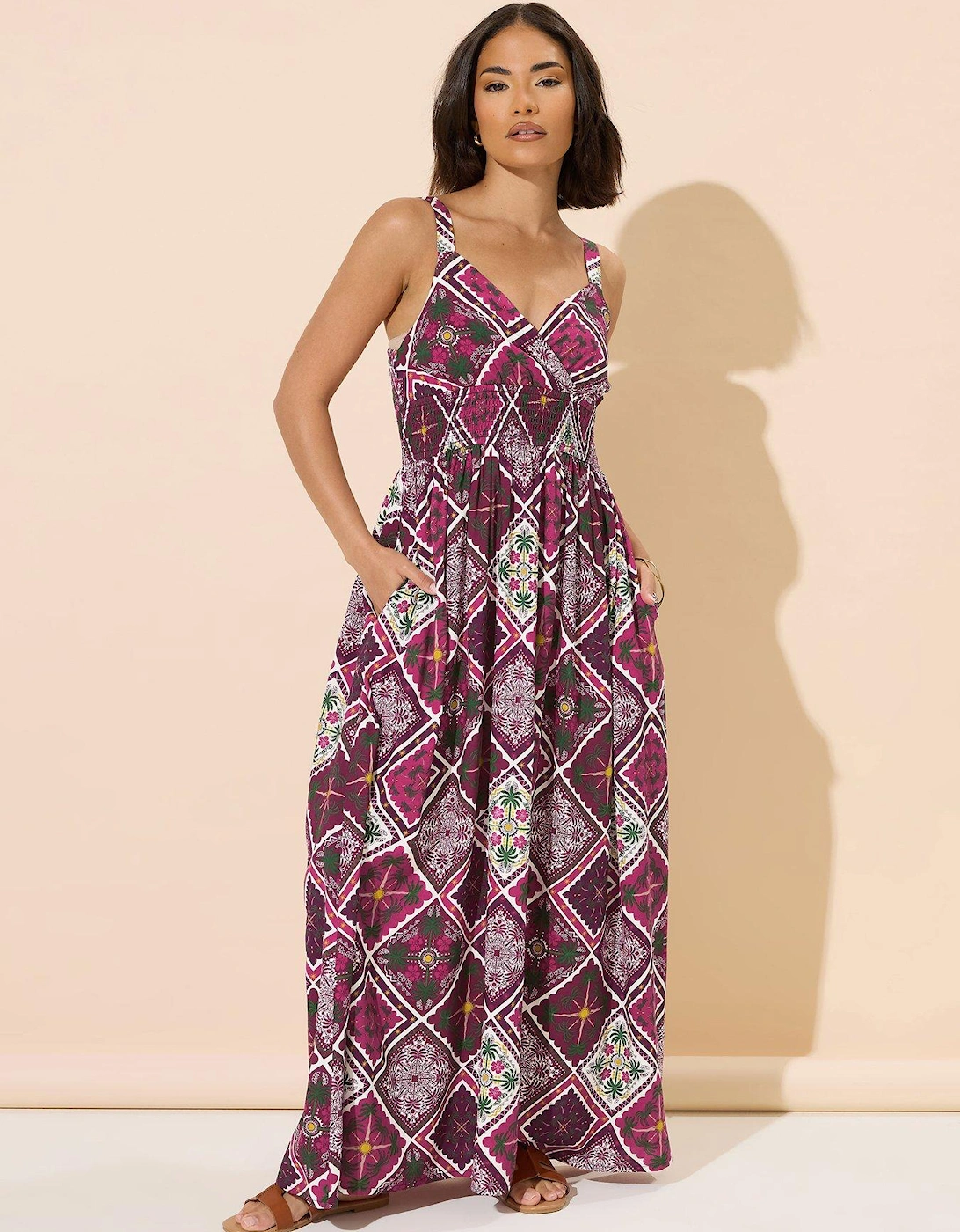 Petite Tile Print Maxi Dress, 2 of 1