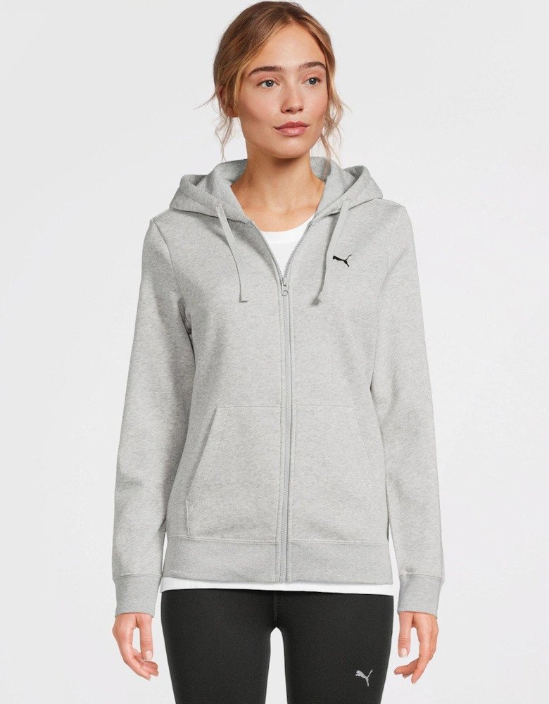 Womens Essentials Logo Full Zip Hoodie - Grey