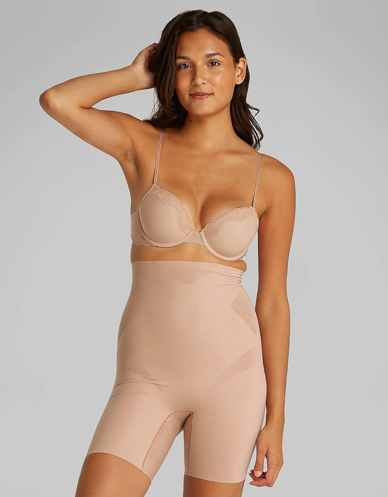 Stay Put Stretch Sculpted Firm Micro Thigh Shorts - Beige