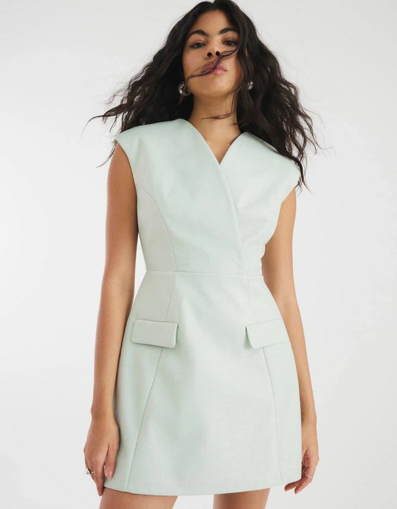 Clean Front Bell Mini Dress - Green